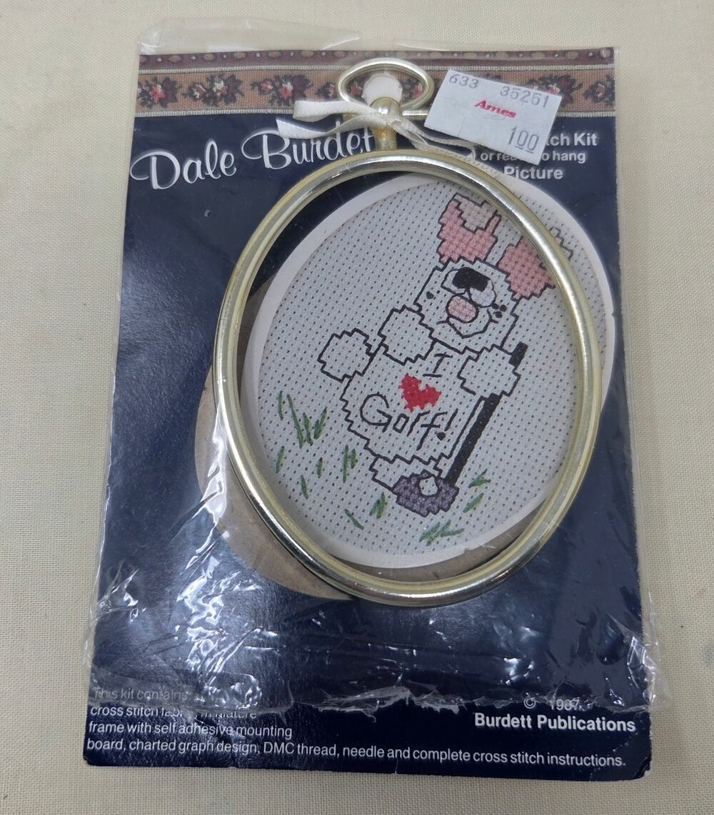 Dale Burdett I Love Golf Cross Stitch Kit Vintage 1980s Craft Needlework Sealed